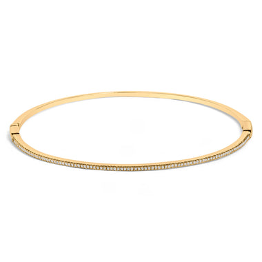 14K Yellow Gold 1/3 Cttw Diamond Half Eternity Bangle Bracelet (I-J Color, I2-I3 Clarity) - 7.75" Inches