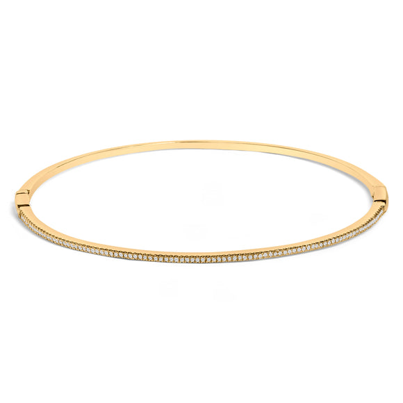 14K Yellow Gold 1/3 Cttw Diamond Half Eternity Bangle Bracelet (I-J Color, I2-I3 Clarity) - 7.75" Inches