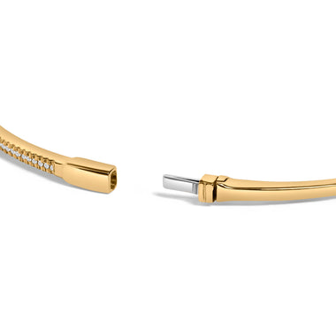 14K Yellow Gold 1/3 Cttw Diamond Half Eternity Bangle Bracelet (I-J Color, I2-I3 Clarity) - 7.75" Inches - 0