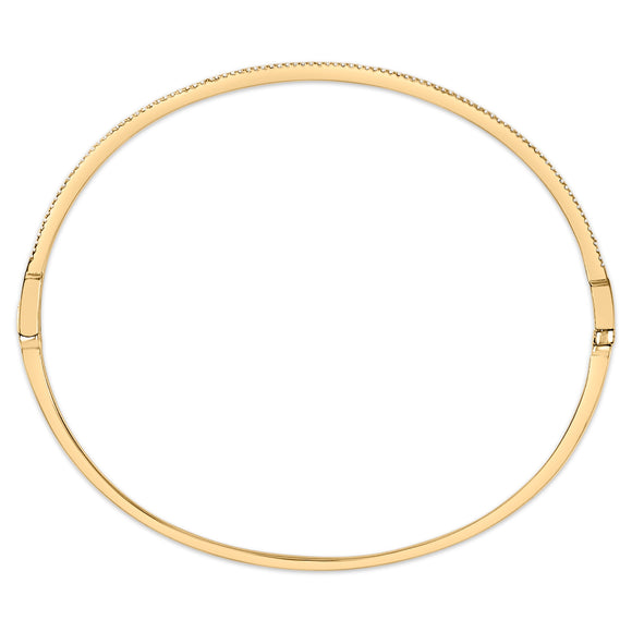 14K Yellow Gold 1/3 Cttw Diamond Half Eternity Bangle Bracelet (I-J Color, I2-I3 Clarity) - 7.75" Inches