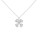 14K White Gold 5/8 Cttw Diamond 4 Leaf Floral Pendant Necklace (H-I Color, I1-I2 Clarity) - 18" Inches-1