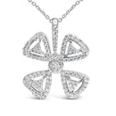 14K White Gold 5/8 Cttw Diamond 4 Leaf Floral Pendant Necklace (H-I Color, I1-I2 Clarity) - 18" Inches-2
