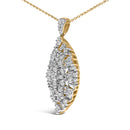 14K White and Yellow Gold 2.00 Cttw Diamond Cluster Pear Shaped Pendant Necklace (G-H Color, SI2-I1 Clarity) -20" Inches-3