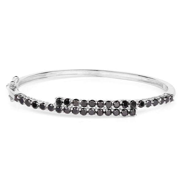 4.00 Carat Genuine Black Diamond .925 Sterling Silver Bangle