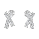 14K White Gold 2.0 Cttw Round-Brilliant Cut Diamond Domed X Shaped Omega Back Stud Earrings (H-I Color, I1-I2 Clarity)-1