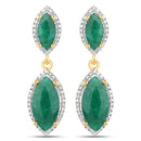 4.21 Carat Dyed Emerald and White Diamond .925 Sterling Silver Earrings-1