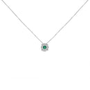 14K White Gold 3.8 MM Green Emerald and 1/3 Cttw Diamond Composite Halo 18" Pendant Necklace (F-G Color, VS2-SI1 Clarity)-2