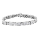 14K White Gold 5.0 Cttw Princess-Cut Diamond Rectangular Alternating Station 7" Tennis Bracelet (G-H Color, SI1-SI2 Clarity)-1
