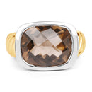 Two Tone Plated 7.53 Carat Genuine Smoky Quartz .925 Sterling Silver Ring-4