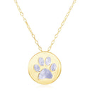 14k Yellow Gold Necklace with Dog Paw Print Symbol in Mother of Pearl-1