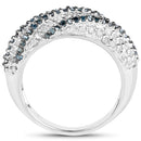1.25 Carat Genuine Blue Diamond & White Diamond .925 Sterling Silver Ring-2