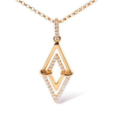 14K Yellow Gold 1/4 Cttw Diamond Double Triangle Geometric 18" Pendant Necklace (G-H Color, SI1-SI2 Clarity) - 0