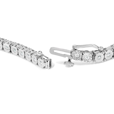 10K White Gold 1/2 Cttw Real Diamond Illusion-Set Miracle Plate Tennis Bracelet (I-J Color, SI2-I1 Clarity) - Size 7.5" - 0