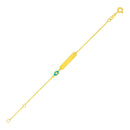 14k Yellow Gold 5 1/2 inch Childrens ID Bracelet with Enameled Eye-2