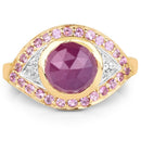 14K Yellow Gold Plated 3.02 Carat Genuine Pink Sapphire and White Topaz .925 Sterling Silver Ring-3