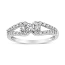 10K White Gold 1/2 Cttw Round Cut Diamond Three Stone Split Shank Band Ring (H-I Color, SI1-SI2 Clarity) - Size 6-2