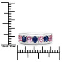 1.40 Carat Genuine Pink Sapphire and Blue Sapphire .925 Sterling Silver Ring-3