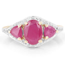 14K Yellow Gold Plated 2.49 Carat Genuine Glass Filled Ruby and White Topaz .925 Sterling Silver Ring-3