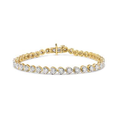 .925 Sterling Silver 1.0 Cttw Miracle Set Diamond Heart-Link 7" Tennis Bracelet (I-J Color, I2-I3 Clarity) - 0