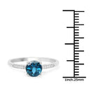 1.05 Carat Genuine London Blue Topaz and White Diamond 14K White Gold Ring-3
