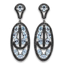 13.80 Carat Genuine Blue Topaz and Black Spinel .925 Sterling Silver Earrings-2