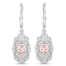 1.04 Carat Genuine Morganite and White Topaz .925 Sterling Silver Earrings-1