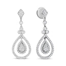 18K White Gold 1 1/4 Cttw Round Diamond Openwork Teardrop-Shaped Dangle Earrings (F-G Color, VS1-VS2 Clarity)-2
