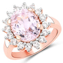 5.56 Carat Genuine Kunzite and White Topaz .925 Sterling Silver Ring-1
