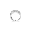 .925 Sterling Silver 1.0 Cttw Baguette-Cut Diamond 6-Row Channel Set Domed Tapered Cocktail Fashion Ring (H-I Color, I2-I3 Clarity) - Size 6-1/2-5