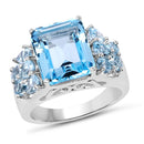 6.50 Carat Genuine Blue Topaz .925 Sterling Silver Ring-1