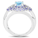 2.78 Carat Genuine Blue Topaz and Tanzanite .925 Sterling Silver Ring-2