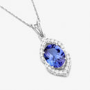 2.44 Carat Genuine Tanzanite and White Diamond 14K White Gold Pendant-2