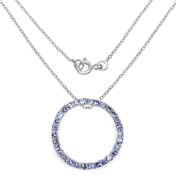 3.00 Carat Genuine Tanzanite .925 Sterling Silver Pendant