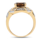 14K Yellow Gold Plated 4.18 Carat Genuine Smoky Quartz & White Topaz .925 Sterling Silver Ring-2
