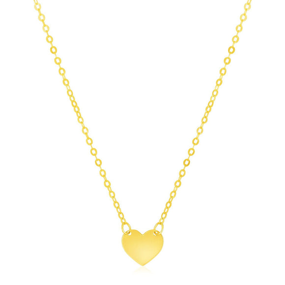 14k Yellow Gold Polished Mini Heart Necklace
