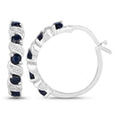1.28 Carat Genuine Blue Sapphire and White Topaz .925 Sterling Silver Earrings-2