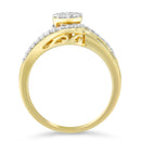 10K Yellow Gold Diamond Cluster Ring (1/2 Cttw, I-J Color, I2-I3 Clarity) - Size 6-4