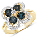 1.76 Carat Genuine London Blue Topaz and White Topaz .925 Sterling Silver Ring-1