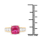 2.70 Carat Genuine Rubellite and White Diamond 14K Yellow Gold Ring-3