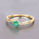 0.33 Carat Genuine Zambian Emerald and White Diamond 14K Yellow Gold Ring-4