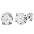 .925 Sterling Silver 1/2 cttw Prong Set Round-Cut Diamond Cluster Stud Earring (I-J Color, I2-I3 Clarity)-63