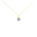 14K Yellow Gold 1.00 Cttw Brilliant Round-Cut Diamond 7 Stone Floral Cluster 18" Pendant Necklace (H-I Color, SI2-I1 Clarity)-2
