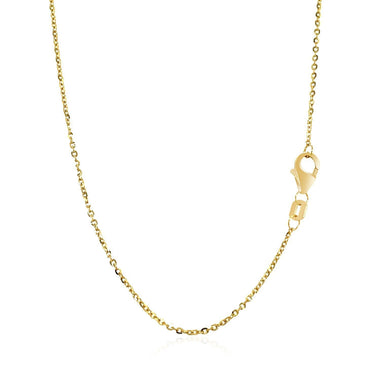 14k Yellow Gold Chain Necklace with a Shiny Flat Bar - 0