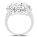 5.90 Carat Genuine Crystal Quartz and Swiss Blue Topaz .925 Sterling Silver Ring-2