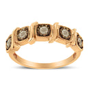 10K Rose Gold Flashed .925 Sterling Silver Miracle-Set Diamond 5-Stone Band Ring (1/4 Cttw, J-K Color, I1-I2 Clarity) - Size 7-4