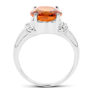 3.94 Carat Genuine Madeira Citrine & White Topaz .925 Sterling Silver Ring - 0