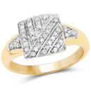14K Yellow Gold Plated 0.23 Carat Genuine White Diamond .925 Sterling Silver Ring-1