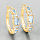 2.66 Carat Genuine Blue Topaz and White Topaz .925 Sterling Silver Earrings-2