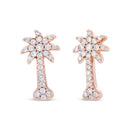 10K Rose Gold 1/4 Cttw Diamond Palm Tree Push Back Stud Earrings (H-I Color, I1-I2 Clarity)-2