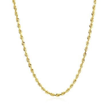 2.5mm 14k Yellow Gold Solid Diamond Cut Rope Chain - 0